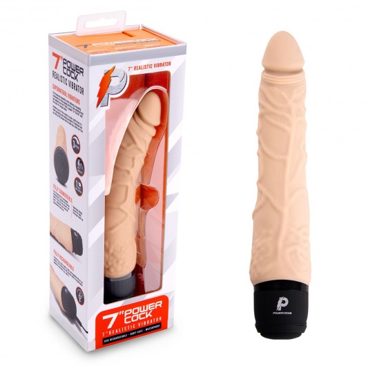Телесный вибромассажер 7’’ Realistic Vibrator - 20 см. - PowerCocks купить в Липецке с доставкой в Orgasmix.ru Телесный вибромассажер 7’’ Realistic Vibrator - 20 см. - PowerCocks