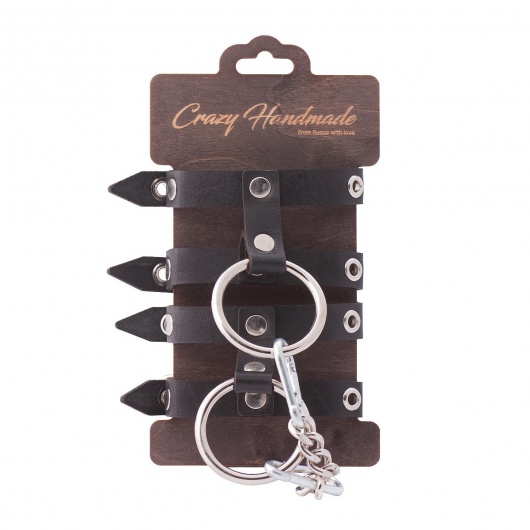 Черные однослойные наручники из натуральной кожи - Crazy Handmade - купить с доставкой в Липецке