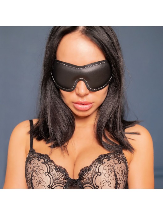 Черная мягкая закрытая маска из натуральной кожи - Crazy Handmade - купить с доставкой в Липецке