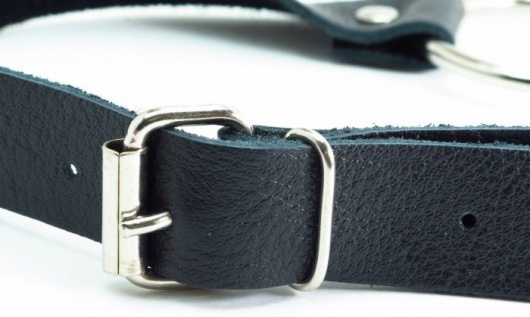 Черный кожаный кляп с кольцом - БДСМ Арсенал - купить с доставкой в Липецке