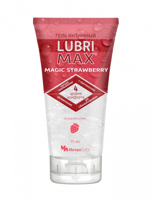 Интимный гель-смазка на водной основе Lubrimax Magic Strawberry - 75 мл. - ИнтелБИО - купить с доставкой в Липецке