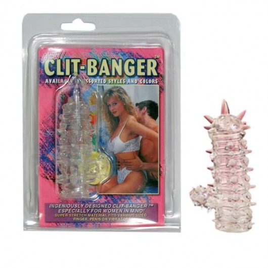 Прозрачная насадка с шипами и клиторальной шишечкой CLIT-BANGER SLEEVE IN CLEAR - Tonga - в Липецке купить с доставкой