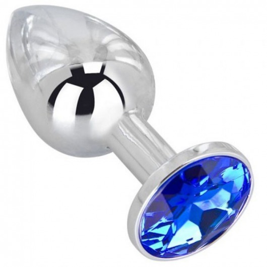 Анальное украшение BUTT PLUG  Small с синим кристаллом - 7 см. - Anal Jewelry Plug - купить с доставкой в Липецке