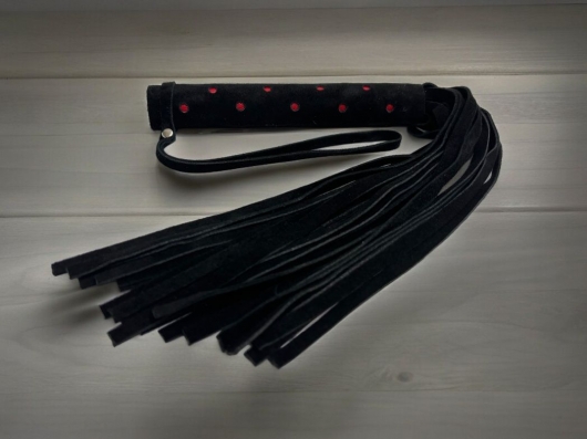 Черная замшевая плеть с красными точками на рукояти Red dot Princess - 43 см. - БДСМ Арсенал - купить с доставкой в Липецке