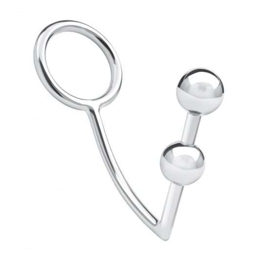 Кольцо на пенис с анальным стимулятором Two Bead Stainless Steel Anal Hook   Cock Ring - BlueLine - в Липецке купить с доставкой