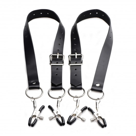 Ремни с зажимами для половых губ Spread Labia Spreader Straps with Clamps - XR Brands - купить с доставкой в Липецке