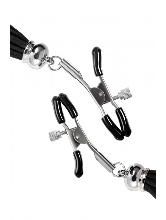 Зажимы на соски «Прищепки» с черными кисточками из замши - Pecado - купить с доставкой в Липецке