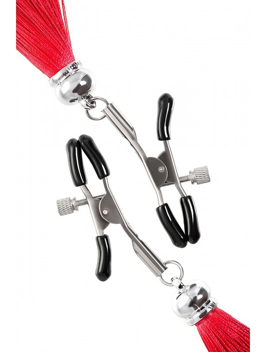 Зажимы на соски «Прищепки» с красными кисточками из шелка - Pecado - купить с доставкой в Липецке