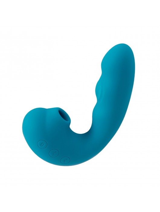 Голубой вибратор Tara с вакуумной стимуляцией и функцией постукивания - BeYourLover