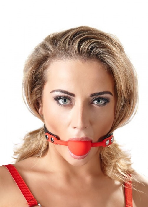 Силиконовый кляп-шар на чёрных ремешках Red Gag silicone - Orion - купить с доставкой в Липецке