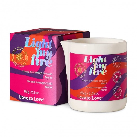 Массажная свеча Light My Fire с ароматом моной - 80 мл. - Love to Love - купить с доставкой в Липецке