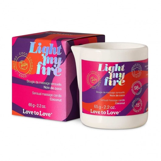 Массажная свеча Light My Fire Coconut с ароматом кокоса - 65 гр. - Love to Love - купить с доставкой в Липецке