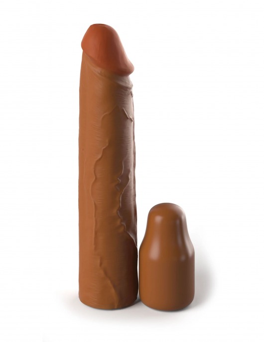 Коричневая насадка на член 2  Silicone X-tension - 20,3 см. - Pipedream - в Липецке купить с доставкой