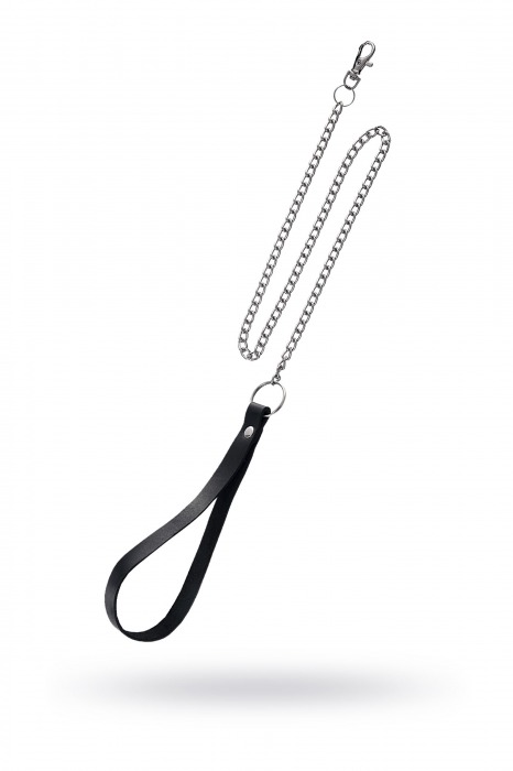 Поводок с ручкой из черной натуральной кожи и карабином для ошейника - Pecado - купить с доставкой в Липецке