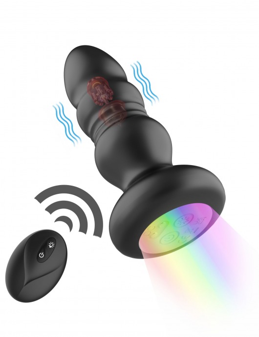 Черная анальная вибропробка с фрикционным механизмом и LED-подсветкой - 12,5 см. - Secwell в Липецке Черная анальная вибропробка с фрикционным механизмом и LED-подсветкой - 12,5 см. - Secwell
