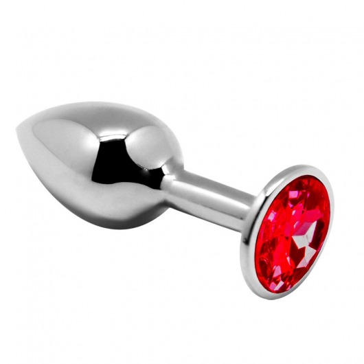 Серебристая анальная втулка Mini Metal Butt Plug Size M с красным кристаллом - Adrien Lastic в Липецке Серебристая анальная втулка Mini Metal Butt Plug Size M с красным кристаллом - Adrien Lastic