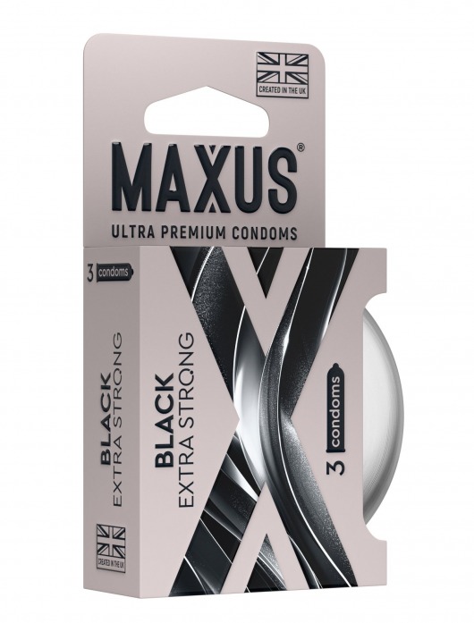 Черные утолщенные презервативы MAXUS Extra Strong с железным кейсом - 3 шт. - Maxus - купить с доставкой в Липецке