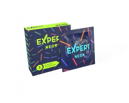 Светящиеся в темноте презервативы Expert Neon - 3 шт. - Expert - купить с доставкой в Липецке