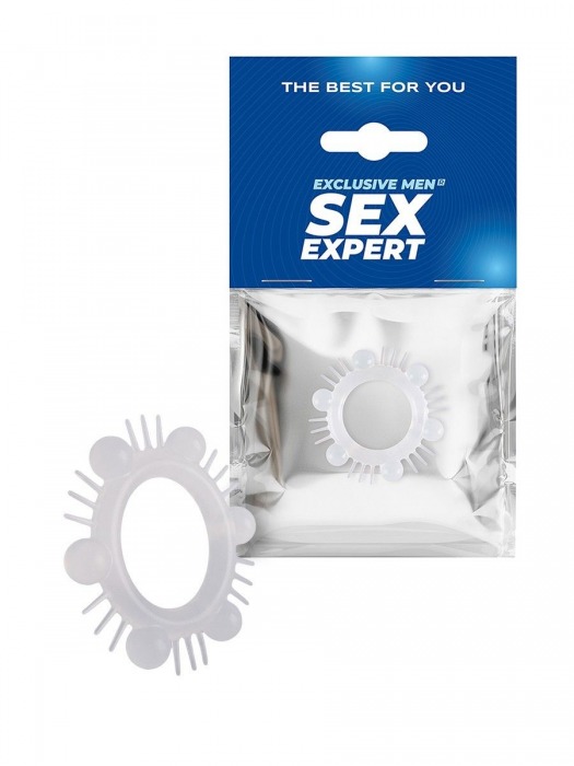 Эластичное эрекционное кольцо с шипиками и шариками - Sex Expert - в Липецке купить с доставкой