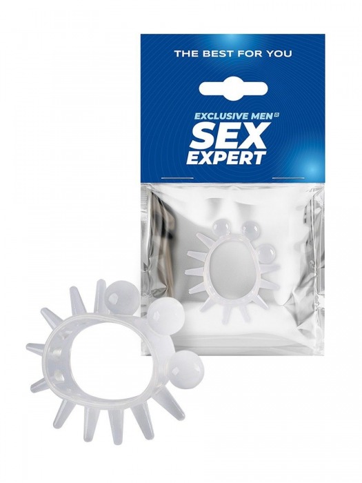 Эластичное эрекционное кольцо с шариками и лучами - Sex Expert - в Липецке купить с доставкой