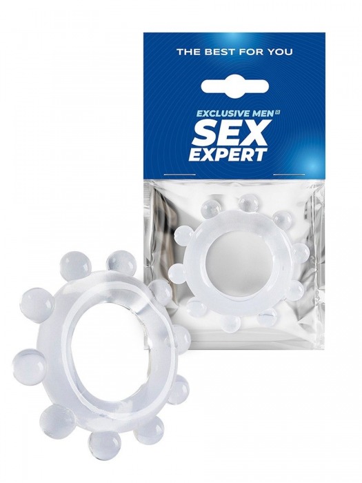 Прозрачное эрекционное кольцо со стимулирующими шариками - Sex Expert - в Липецке купить с доставкой