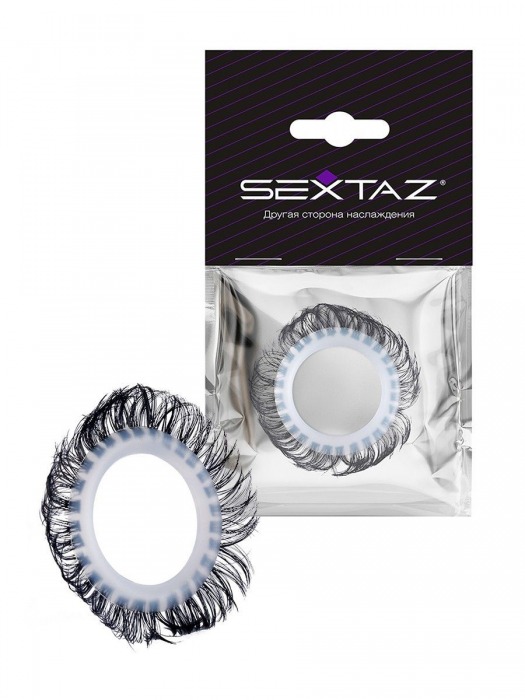 Эластичное эрекционное колечко с черными «ресничками» - Sextaz - в Липецке купить с доставкой