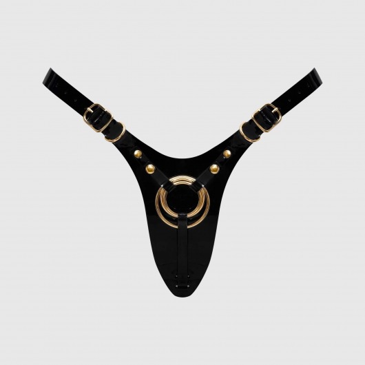 Черный пояс для фиксации насадок Strap-On-Me Leatherette Harness Fabulous - Strap-on-me - купить с доставкой в Липецке