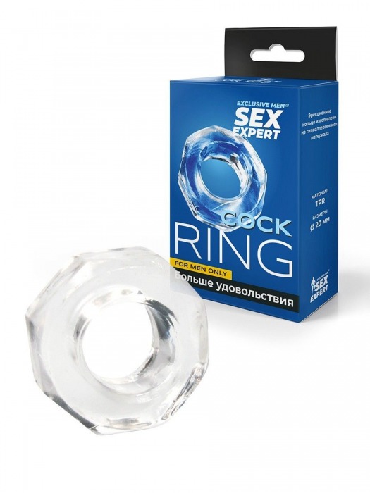 Прозрачное эрекционное кольцо в форме гайки - Sex Expert - в Липецке купить с доставкой