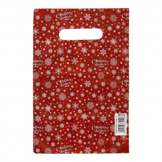 Красный подарочный новогодний пакет с вырубной ручкой (20х30 см) - Сима-Ленд - купить с доставкой в Липецке