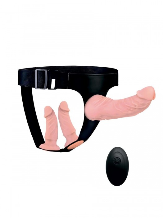 Женский страпон с 3 насадками и вибрацией - Erowoman-Eroman - купить с доставкой в Липецке