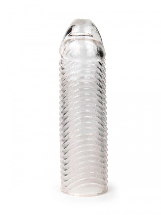 Прозрачная закрытая насадка на пенис с ребрышками - 16 см. - Sex Expert - в Липецке купить с доставкой