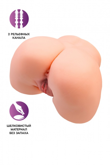 Телесный мастурбатор в форме попки с 2 любовными входами - No Name - в Липецке купить с доставкой
