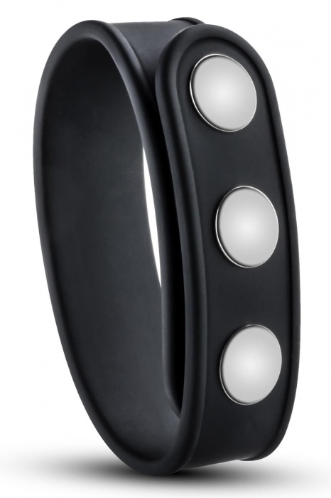 Черное эрекционное кольцо на кнопках - Blush Novelties - в Липецке купить с доставкой