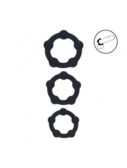 Набор из 3 эрекционных колец Beaded Silicone Cockring Set - Shots Media BV - в Липецке купить с доставкой