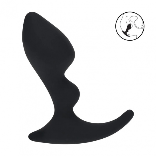 Черная анальная пробка для массажа простаты Double Ripple Silicone Prostate Massager - Shots Media BV - в Липецке купить с доставкой
