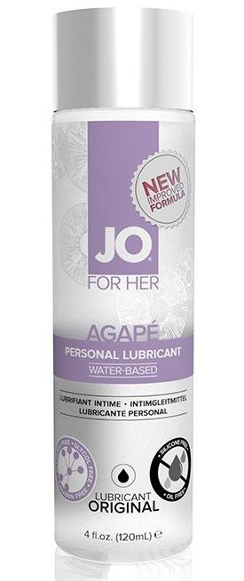 Женский лубрикант на водной основе JO AGAPE LUBRICANT ORIGINAL - 120 мл. - System JO - купить с доставкой в Липецке