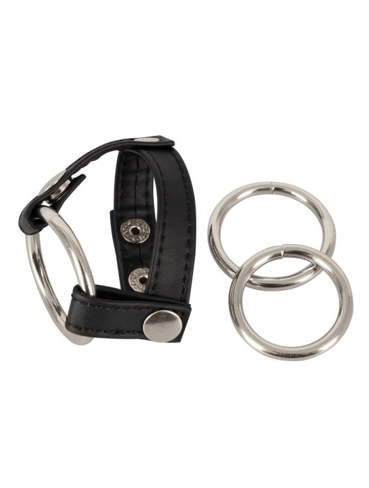 Подхват для мошонки с 3 съемными эрекционными кольцами Leder-Riemen - Orion - в Липецке купить с доставкой