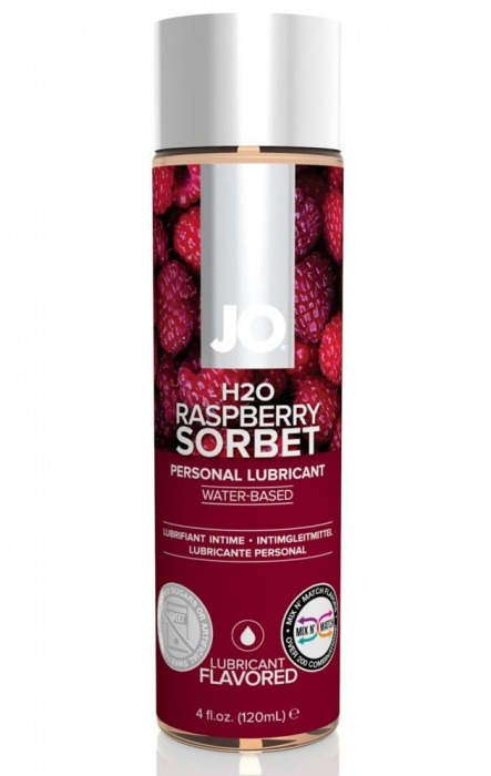 Лубрикант на водной основе с ароматом малины JO Flavored Raspberry Sorbet - 120 мл. - System JO - купить с доставкой в Липецке