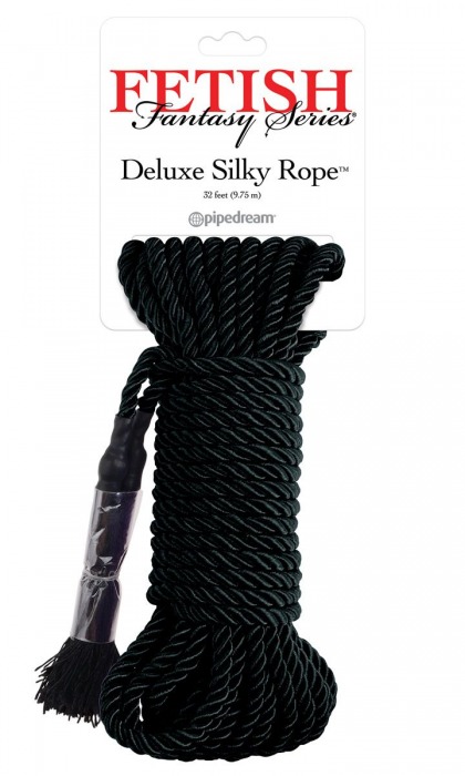 Черная веревка для фиксации Deluxe Silky Rope - 9,75 м. - Pipedream - купить с доставкой в Липецке