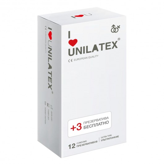 Ультратонкие презервативы Unilatex Ultra Thin - 12 шт. + 3 шт. в подарок - Unilatex - купить с доставкой в Липецке