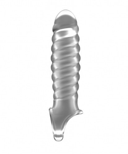 Прозрачная ребристая насадка Stretchy Penis Extension No.32 - Shots Media BV - в Липецке купить с доставкой