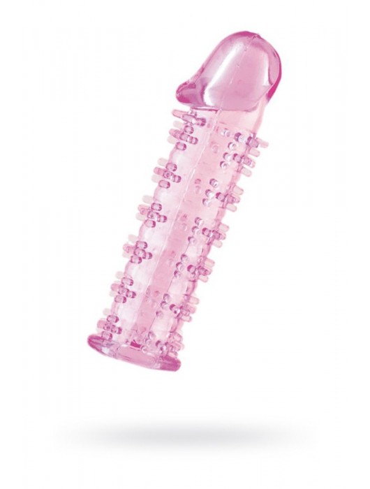 Гелевая розовая насадка на фаллос с шипами - 12 см. - Toyfa Basic - в Липецке купить с доставкой