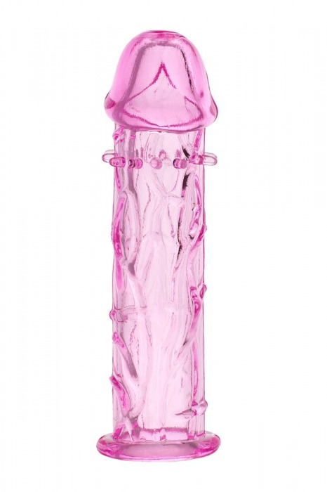 Гладкая розовая насадка с усиками под головкой - 12,5 см. - Toyfa Basic - в Липецке купить с доставкой