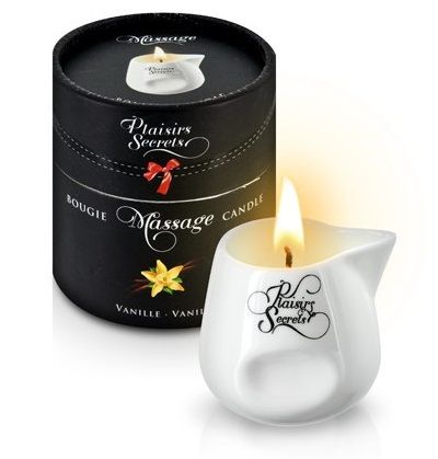 Массажная свеча с ароматом ванили Bougie Massage Gourmande Vanille - 80 мл. - Plaisir Secret - купить с доставкой в Липецке