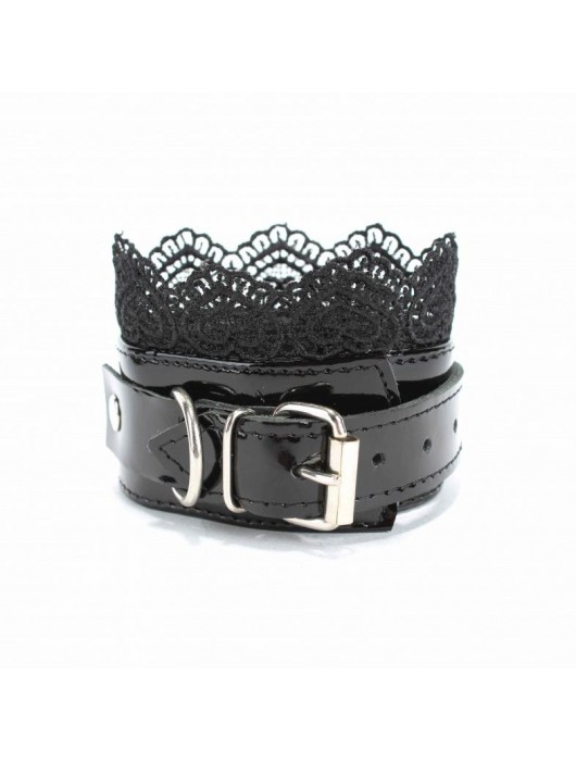 Изысканные чёрные наручники с кружевом - БДСМ Арсенал - купить с доставкой в Липецке