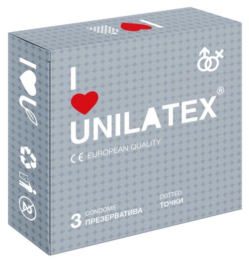 Презервативы с точками Unilatex Dotted - 3 шт. - Unilatex - купить с доставкой в Липецке