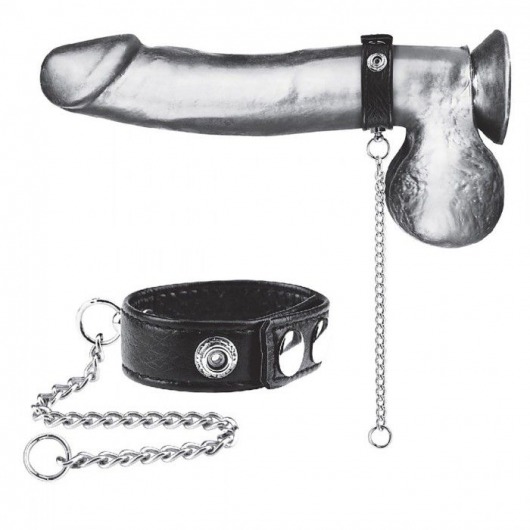 Утяжка на пенис с поводком Snap Cock Ring With 12  Leash - BlueLine - купить с доставкой в Липецке