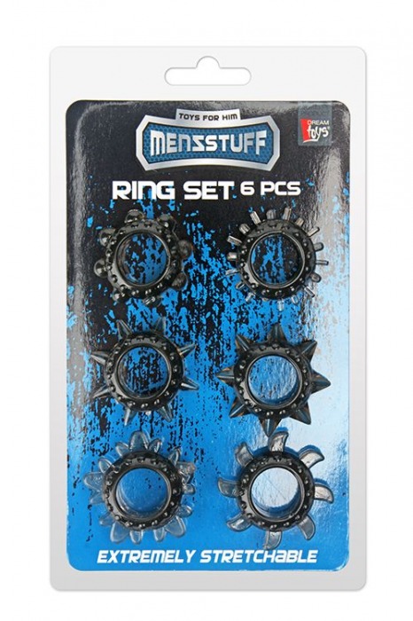 Набор из 6 дымчатых эрекционных колец MENZSTUFF 6PC STRECHEABLE RING SET - Dream Toys - в Липецке купить с доставкой