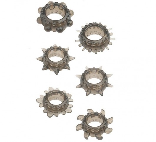 Набор из 6 дымчатых эрекционных колец MENZSTUFF 6PC STRECHEABLE RING SET - Dream Toys - в Липецке купить с доставкой