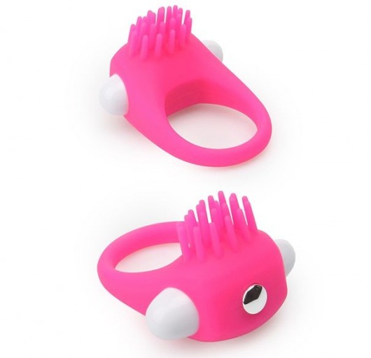 Розовое эрекционное кольцо с щеточкой LIT-UP SILICONE STIMU RING 5 - Dream Toys - в Липецке купить с доставкой